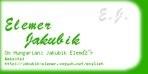 elemer jakubik business card